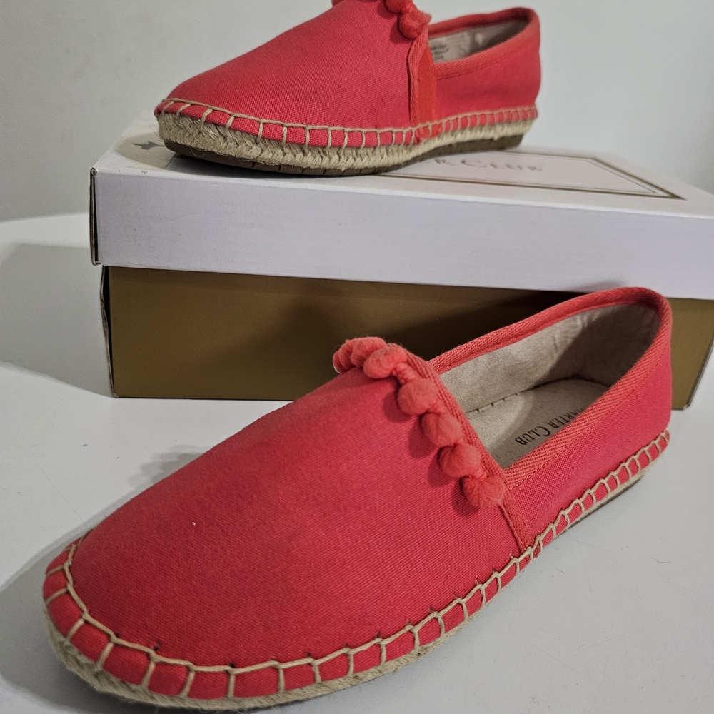 Charter Club Coral Pom Pom Espadrille Flats Slip On 6M NIB Beach Vacation
